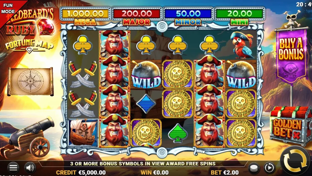 Redbeard’s Ruby – Fortune Map slot game interface